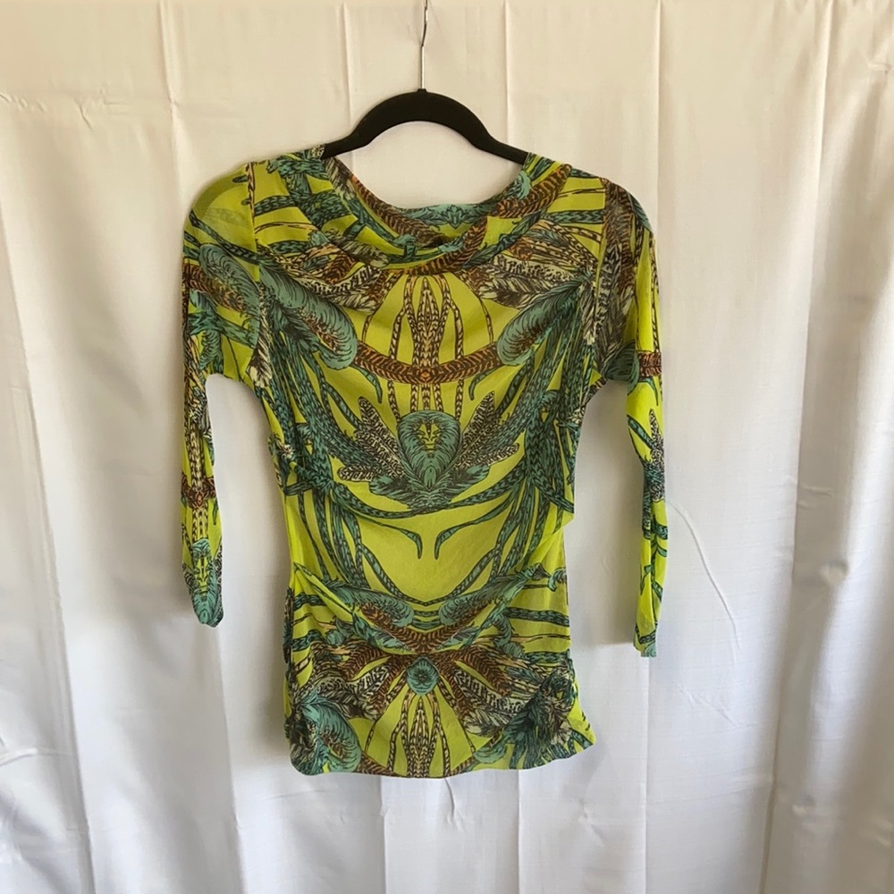 Petit Pois NWT double mesh tropical print top